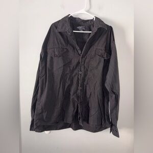 Evolution in Design Black Long Sleeve Button Up Basic Minimalist 3X 100% cotton